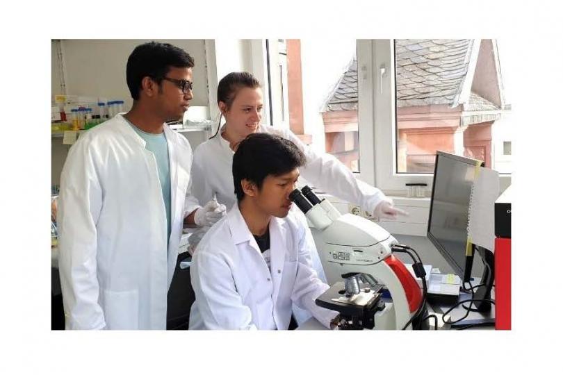 Lab members working on the project: Rahul Kumar, Valentina Miciacchi, Wahyu Minka (from left to right).