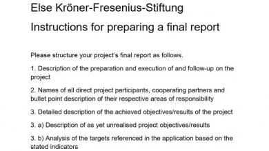 Instructions for preparing a final report