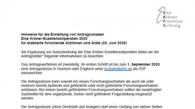 Else Kröner-Exzellenzstipendien 2020: Hinweise