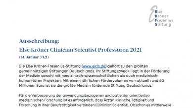 Ausschreibung: Else Kröner Clinician Scientist Professuren