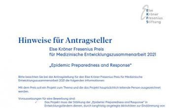 Else Kröner Fresenius Preis für Medizinische Entwicklungszusammenarbeit 2021