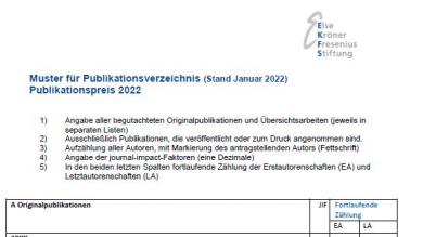 Muster Publikationsverzeichnis Publikationspreise 2022