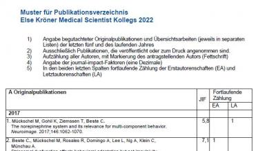 Muster Publikationsverzeichnis: Else Kröner Medical Scientist Kollegs 2022