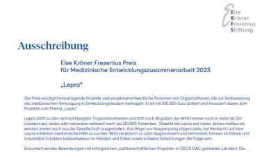 Else Kröner Fresenius Preis für Medizinische Entwicklungszusammenarbeit 2023