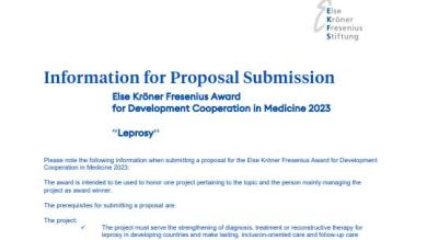 Else Kröner Fresenius Award for Development Cooperation in Medicine 2023: Information