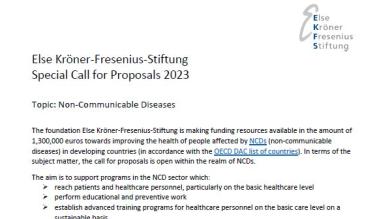 Special Call for Proposals: Non-Communicable Diseases