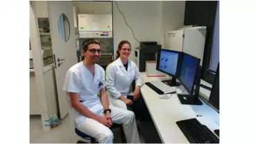 Dr. Sebastian Zundler and Emily Becker discussing the progress of the project.