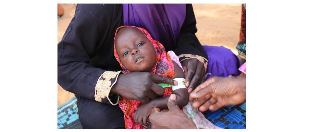 Thanks to the support of the EKFS, mothers in Niger are trained to measure the circumference of their children's upper arms with the help of a colored gauge and thus to recognize malnutrition themselves at an early stage.