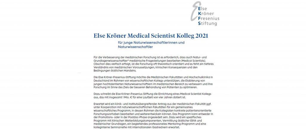 Ausschreibung Medical Scientist 