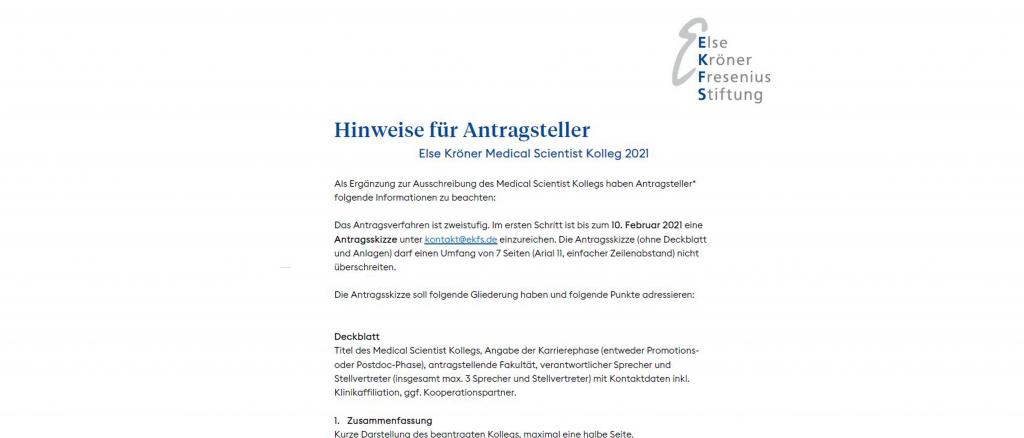 Hinweise für Antragsteller Medical Scientist
