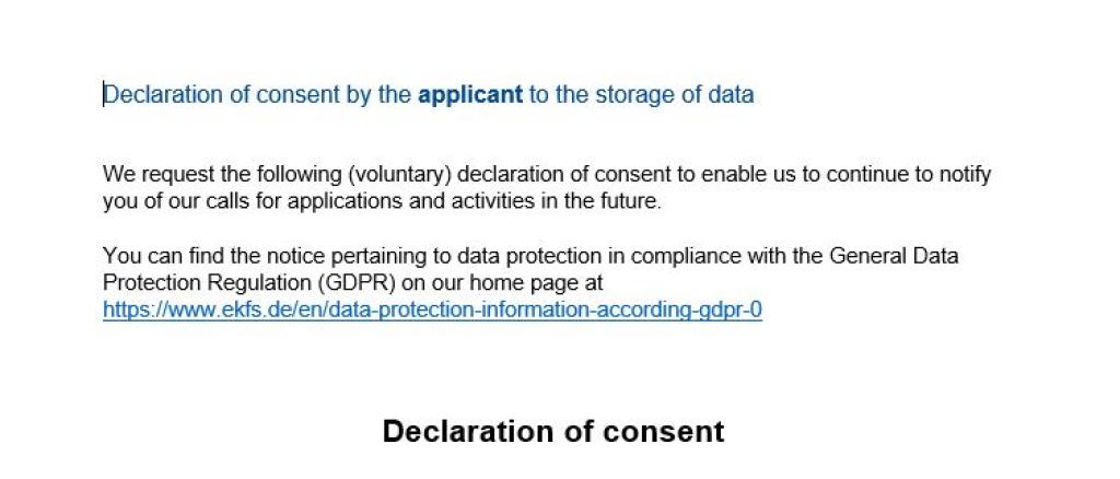 Image: Declaration of storage of data