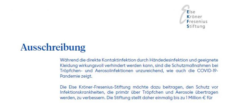 Ausschreibung Tröpfcheninfektionen 2021