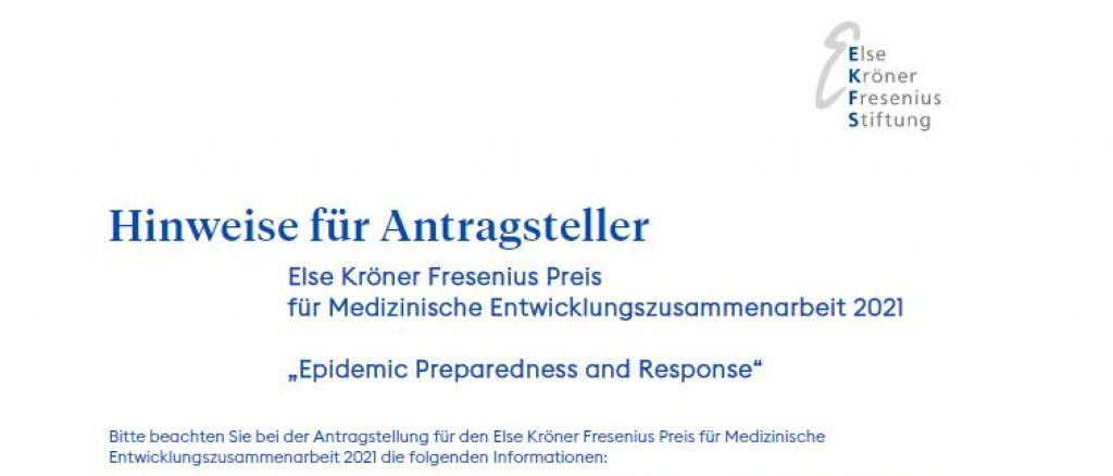 Else Kröner Fresenius Preis für Medizinische Entwicklungszusammenarbeit 2021