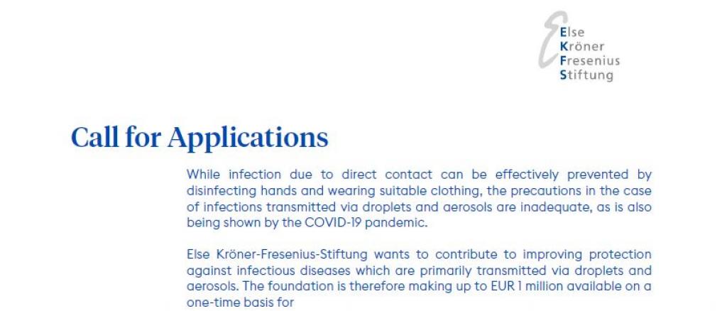 Call for Applications: Infections via Droplets