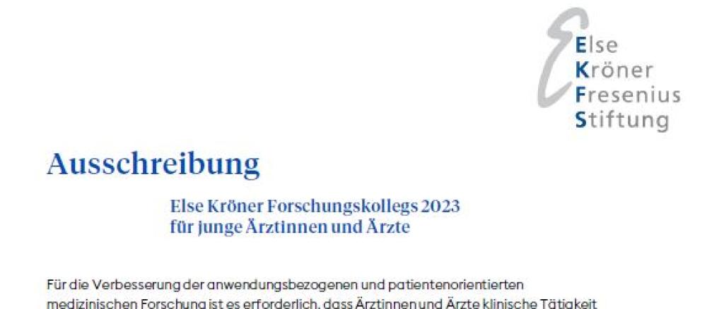 Else Kröner Forschungskollegs: Ausschreibung