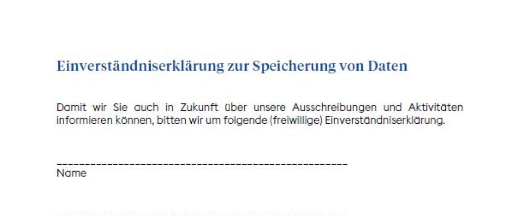 Publikationspreis 2023: Einverständniserklärung
