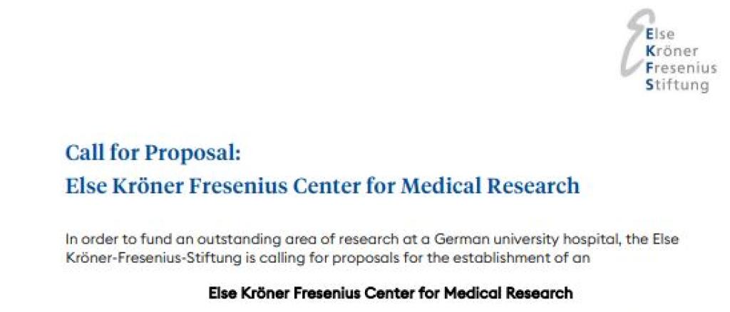Call for Proposal: Else Kröner Fresenius Center for Medical Research