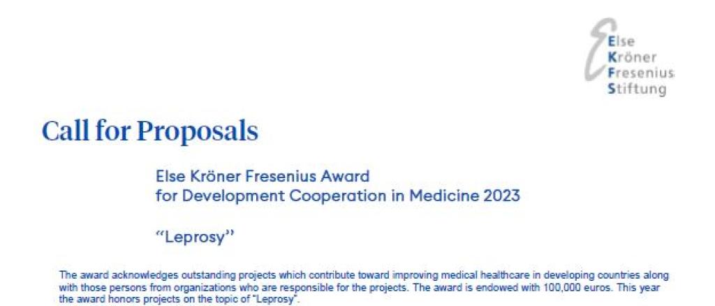 Else Kröner Fresenius Award for Development Cooperation in Medicine 2023