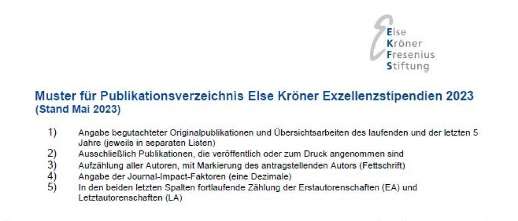 Else Kröner Exzellenzstipendien 2023: Publikationsverzeichnis