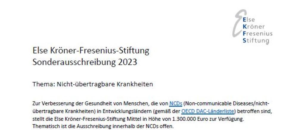 Sonderausschreibung: NCDs