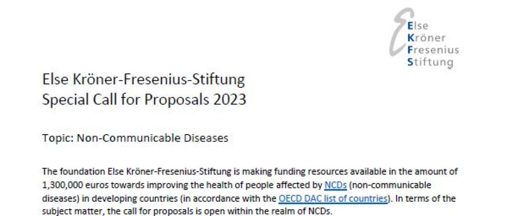 Special Call for Proposals: Non-Communicable Diseases