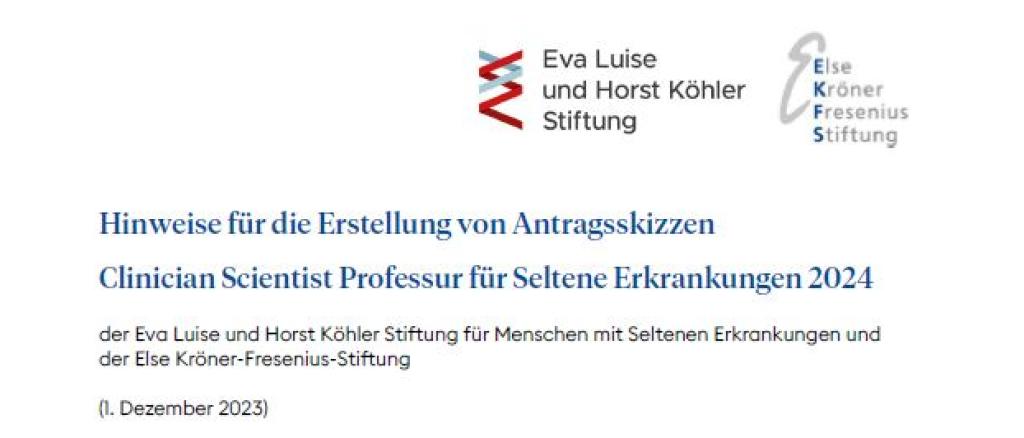 Clinician Scientist Professur für Seltene Erkrankungen 2024: Hinweise