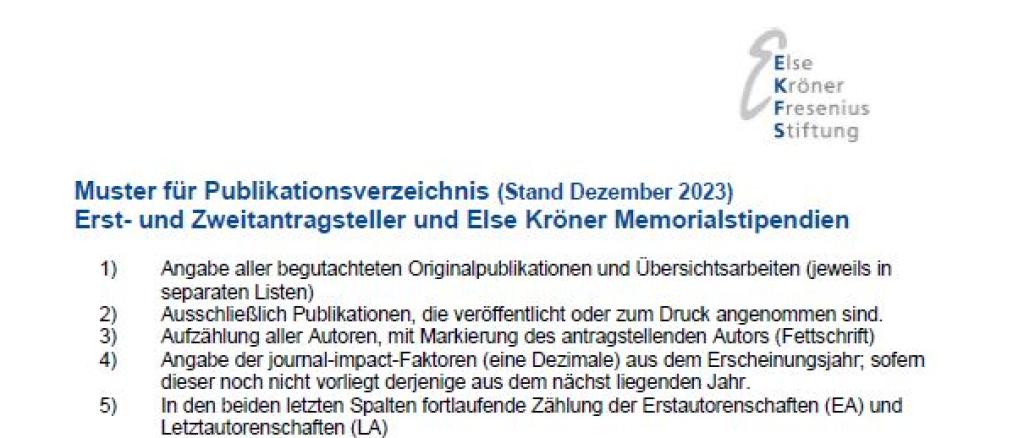 Else Kröner Memorialstipendien 2024: Publikationsverzeichnis