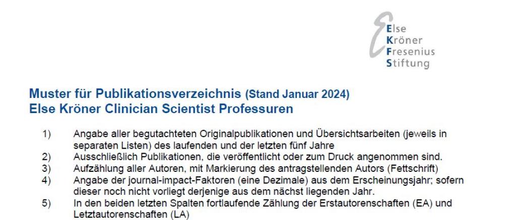 Else Kröner Clinician Scientist Professuren 2024: Publikationsverzeichnis